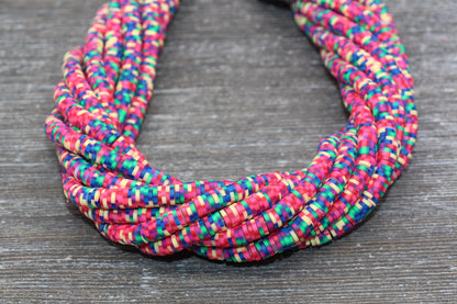 6mm Multicolored Speckled Heishi Beads, Rainbow Speckled Polymer Clay Disc Beads, African Disc Beads, Vinyl Heishi, 16 inch Strand #131