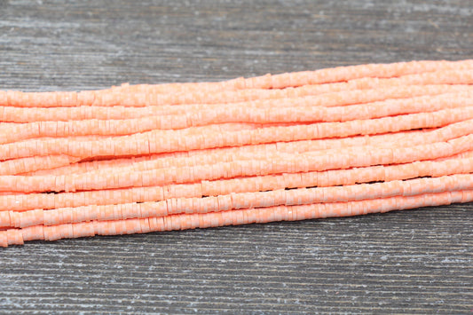 4mm Orange Speckled Heishi Beads, Mix Color Polymer Clay Disc Beads, African Disc Beads, Vinyl Heishi, 16 inch Strand #269