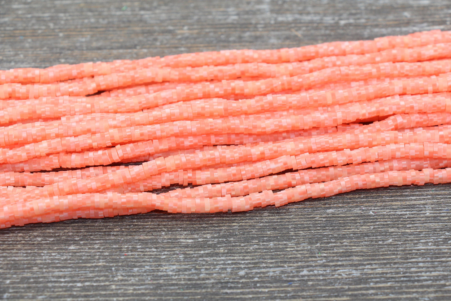 4mm Orange Speckled Heishi Beads, Mix Color Polymer Clay Disc Beads, African Disc Beads, Vinyl Heishi, 16 inch Strand #271