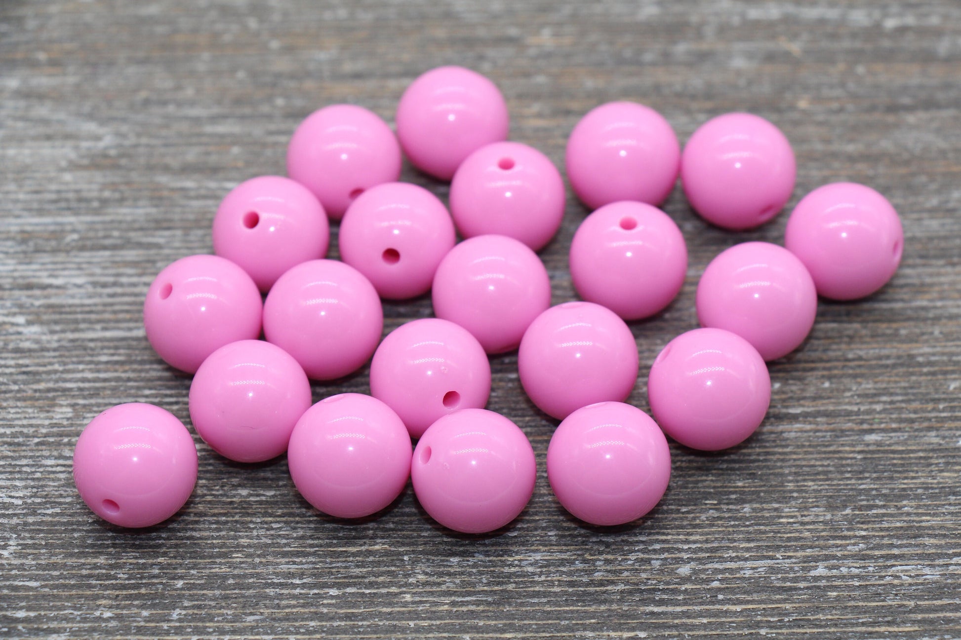 16mm Pink Gumball Beads, Round Acrylic Loose Beads, Solid Bubblegum Beads, Chunky Beads, Smooth Round Plastic Beads #1680