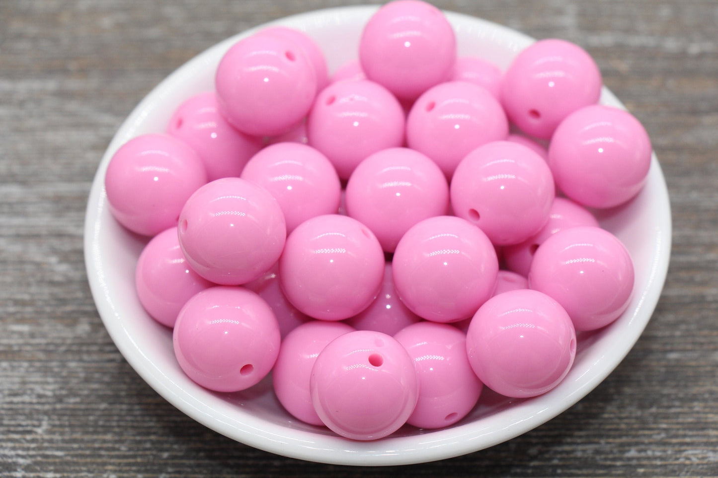 18mm Pink Gumball Beads, Round Acrylic Loose Beads, Solid Bubblegum Beads, Chunky Beads, Smooth Round Plastic Beads #1681