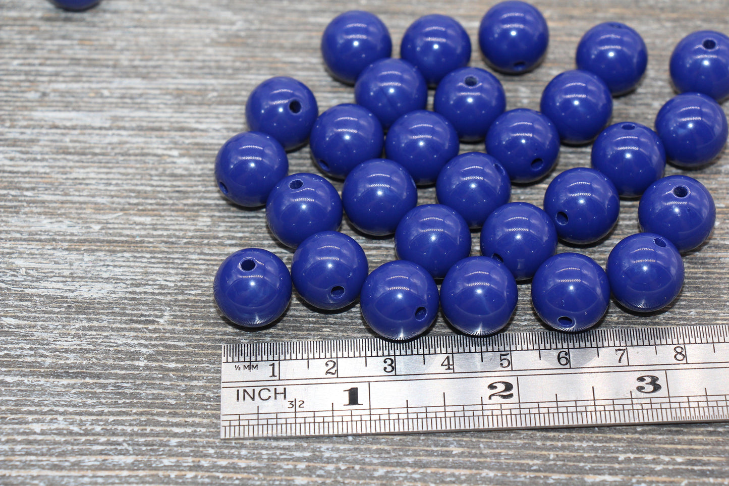 14mm Royal Blue Gumball Beads, Round Acrylic Loose Beads, Solid Bubblegum Beads, Chunky Beads, Smooth Round Plastic Beads #1687