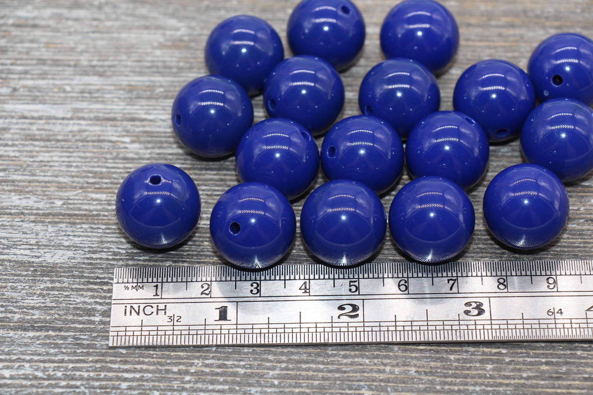 18mm Royal Blue Gumball Beads, Round Acrylic Loose Beads, Solid Bubblegum Beads, Chunky Beads, Smooth Round Plastic Beads #1689