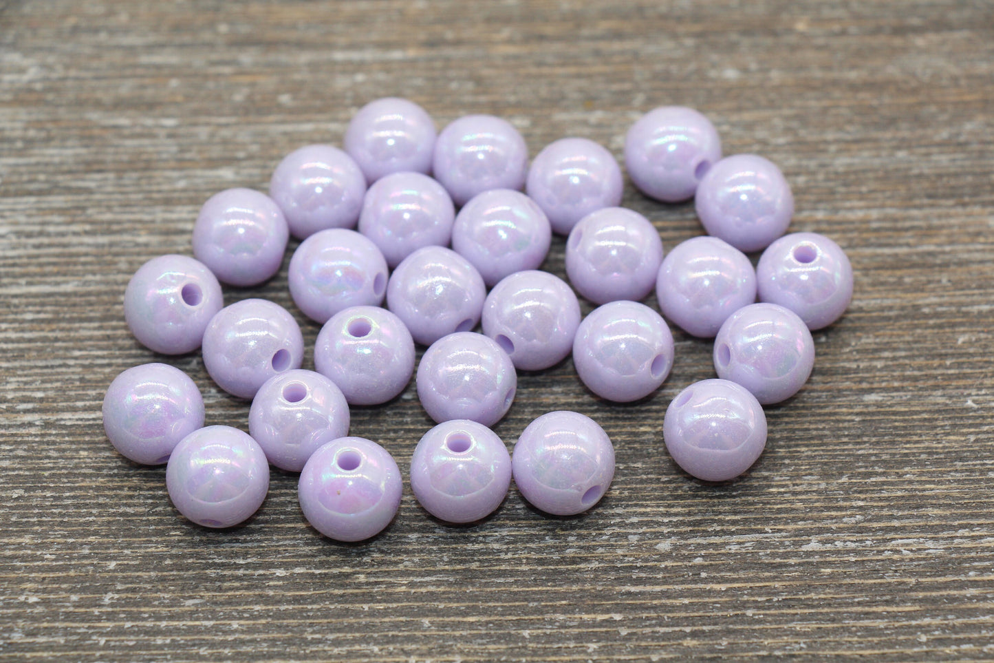 12mm Lilac AB Gumball Beads, Iridescent Acrylic Loose Beads, Solid Bubblegum Beads, Chunky Beads, Glossy Smooth Round Plastic Beads #154