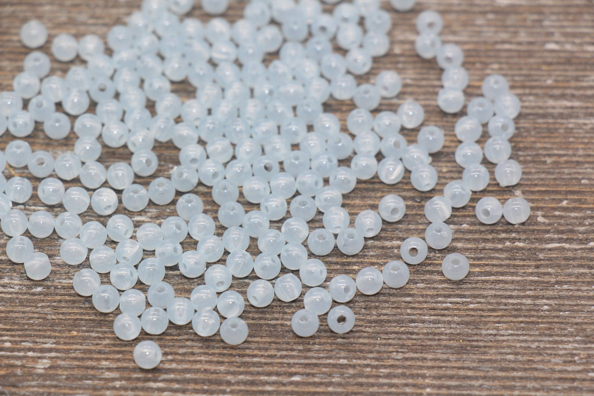 4mm Baby Blue Round Beads, Translucent Blue Round Gumball Beads, Round Spacer Beads, Bubblegum Beads, Plastic Round Smooth Bead #1634