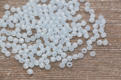 4mm Baby Blue Round Beads, Translucent Blue Round Gumball Beads, Round Spacer Beads, Bubblegum Beads, Plastic Round Smooth Bead #1634