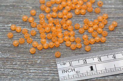 4mm Orange Round Beads, Translucent Orange Round Gumball Beads, Round Spacer Beads, Bubblegum Beads, Plastic Round Smooth Bead #1638