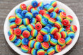 10mm Rainbow Striped Acrylic Beads