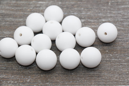 18mm Matte White Gumball Beads, Round Acrylic Loose Beads, Solid Bubblegum Beads, Chunky Beads, Round Plastic Beads #1641