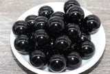 20mm Black Gumball Beads, Round Acrylic Loose Beads, Solid Bubblegum Beads, Chunky Beads, Smooth Round Plastic Beads #1646