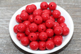 14mm Red Gumball Beads, Round Acrylic Loose Beads, Solid Bubblegum Beads, Chunky Beads, Smooth Round Plastic Beads #1647