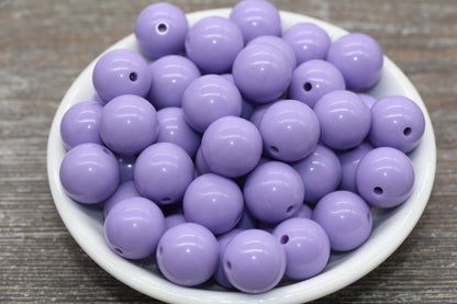 16mm Lavender Gumball Beads, Round Acrylic Loose Beads, Solid Bubblegum Beads, Chunky Beads, Smooth Round Plastic Beads #1652