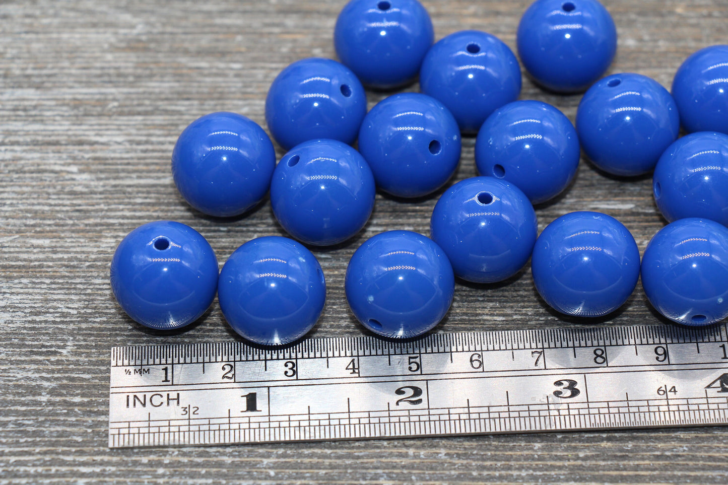 18mm Royal Blue Gumball Beads, Round Acrylic Loose Beads, Solid Bubblegum Beads, Chunky Beads, Smooth Round Plastic Beads #1665