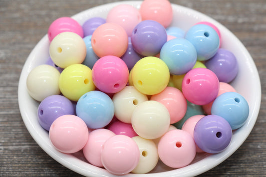 16mm Multicolor Gumball Beads, Round Acrylic Loose Beads, Solid Bubblegum Beads, Chunky Beads, Smooth Round Plastic Beads #1668