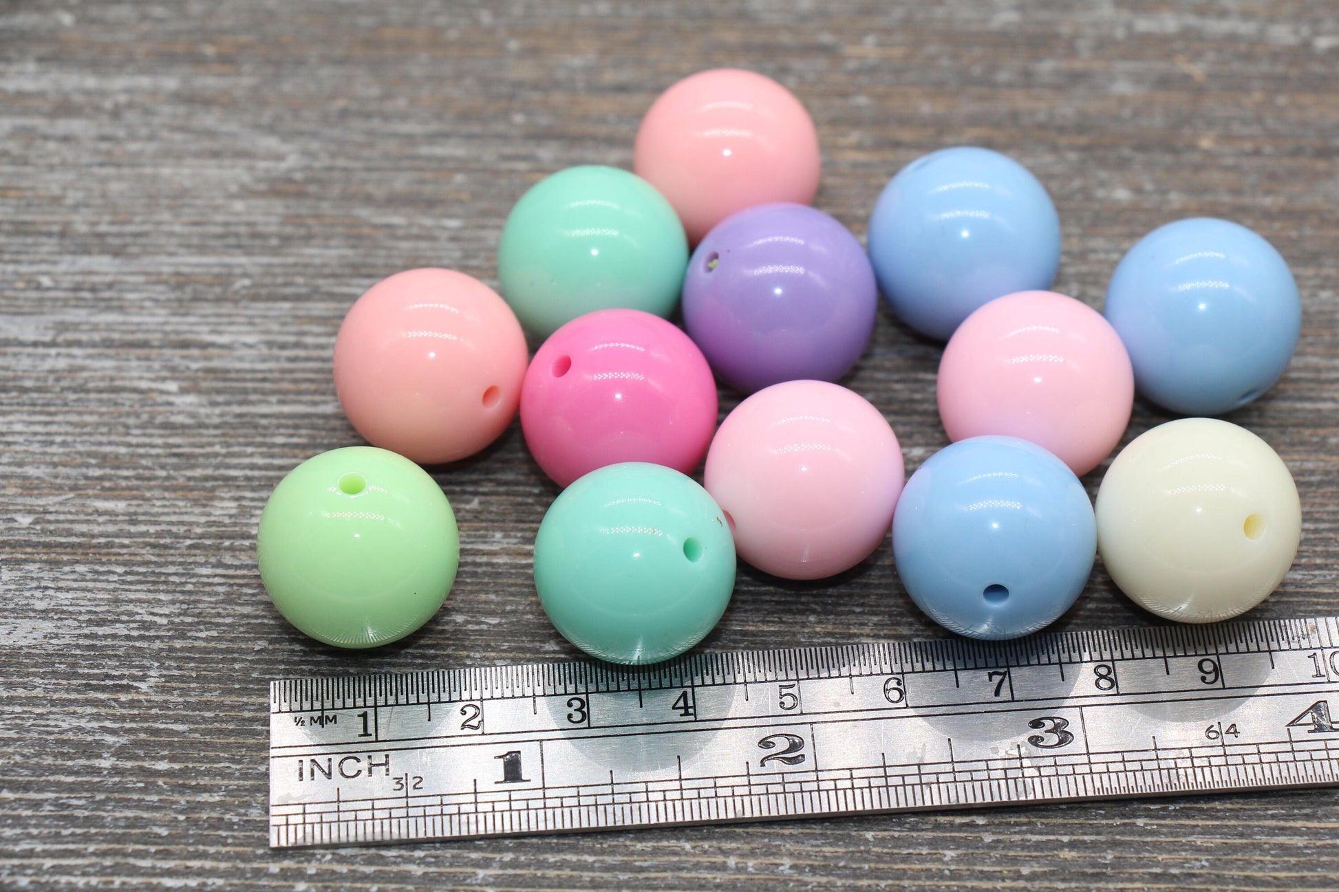 20mm Multicolor Gumball Beads, Round Acrylic Loose Beads, Solid Bubblegum Beads, Chunky Beads, Smooth Round Plastic Beads #1670