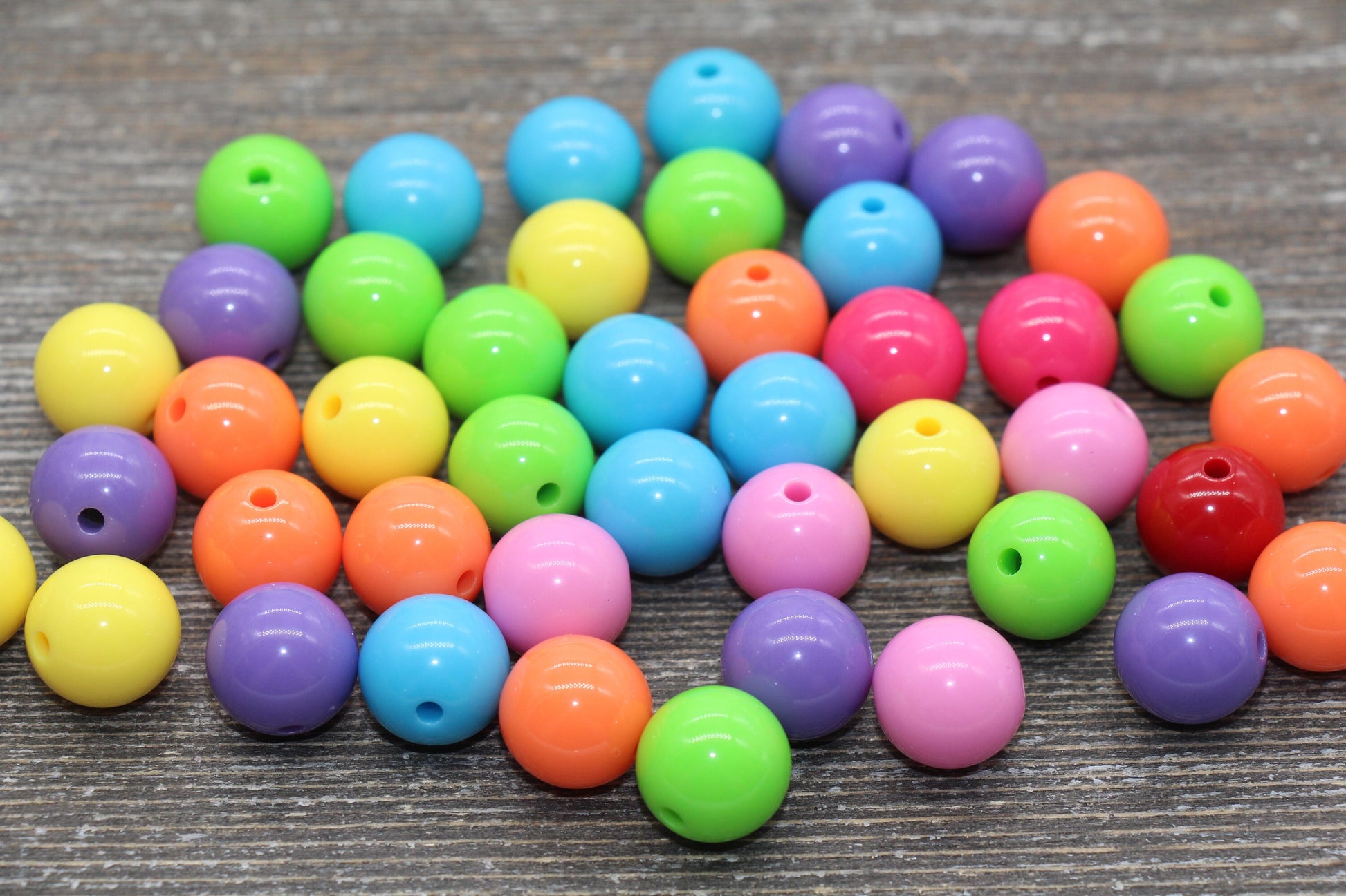 14mm Multicolor Gumball Beads, Round Acrylic Loose Beads, Solid Bubblegum Beads, Chunky Beads, Smooth Round Plastic Beads #1671