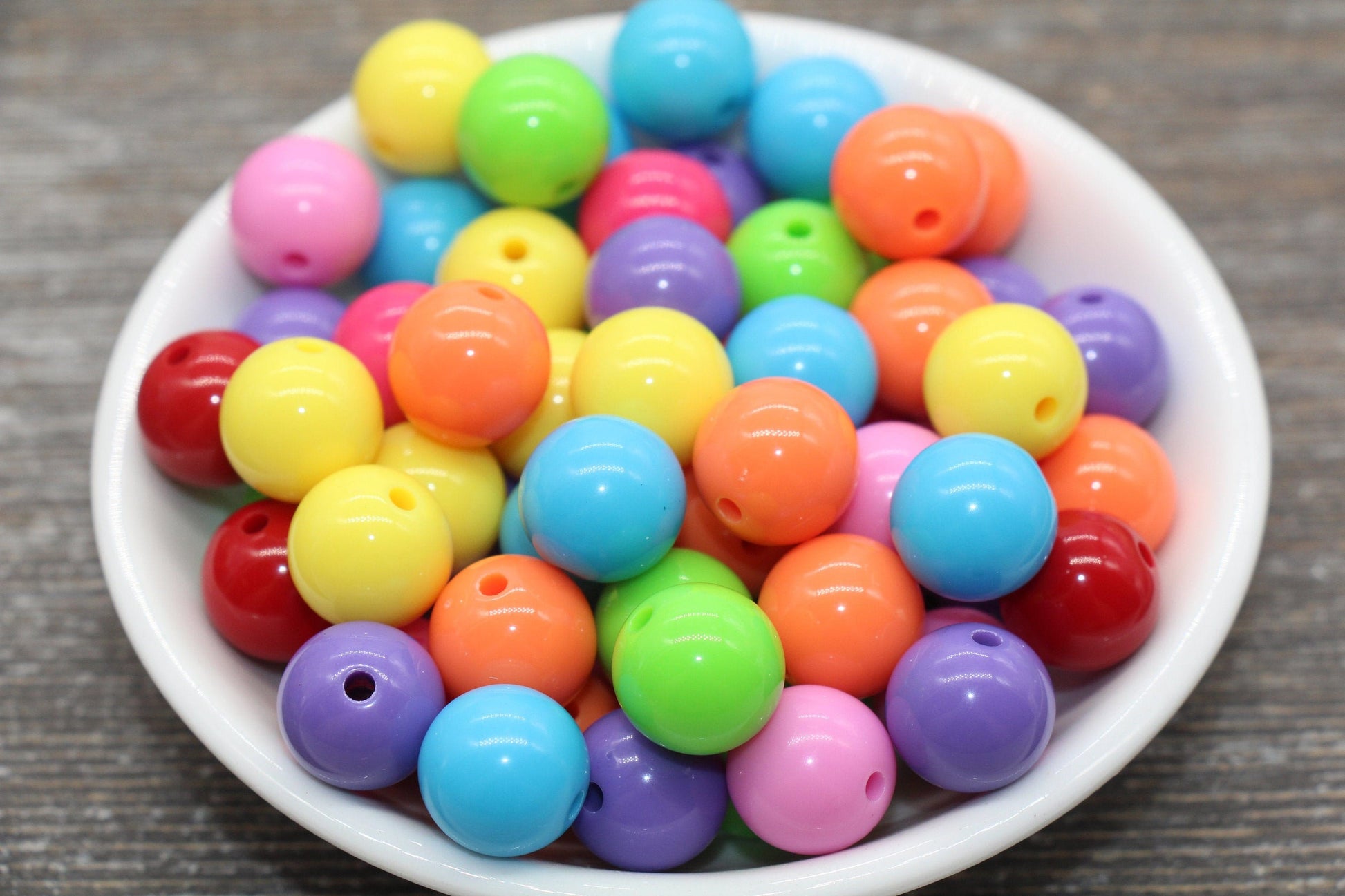 14mm Multicolor Gumball Beads, Round Acrylic Loose Beads, Solid Bubblegum Beads, Chunky Beads, Smooth Round Plastic Beads #1671