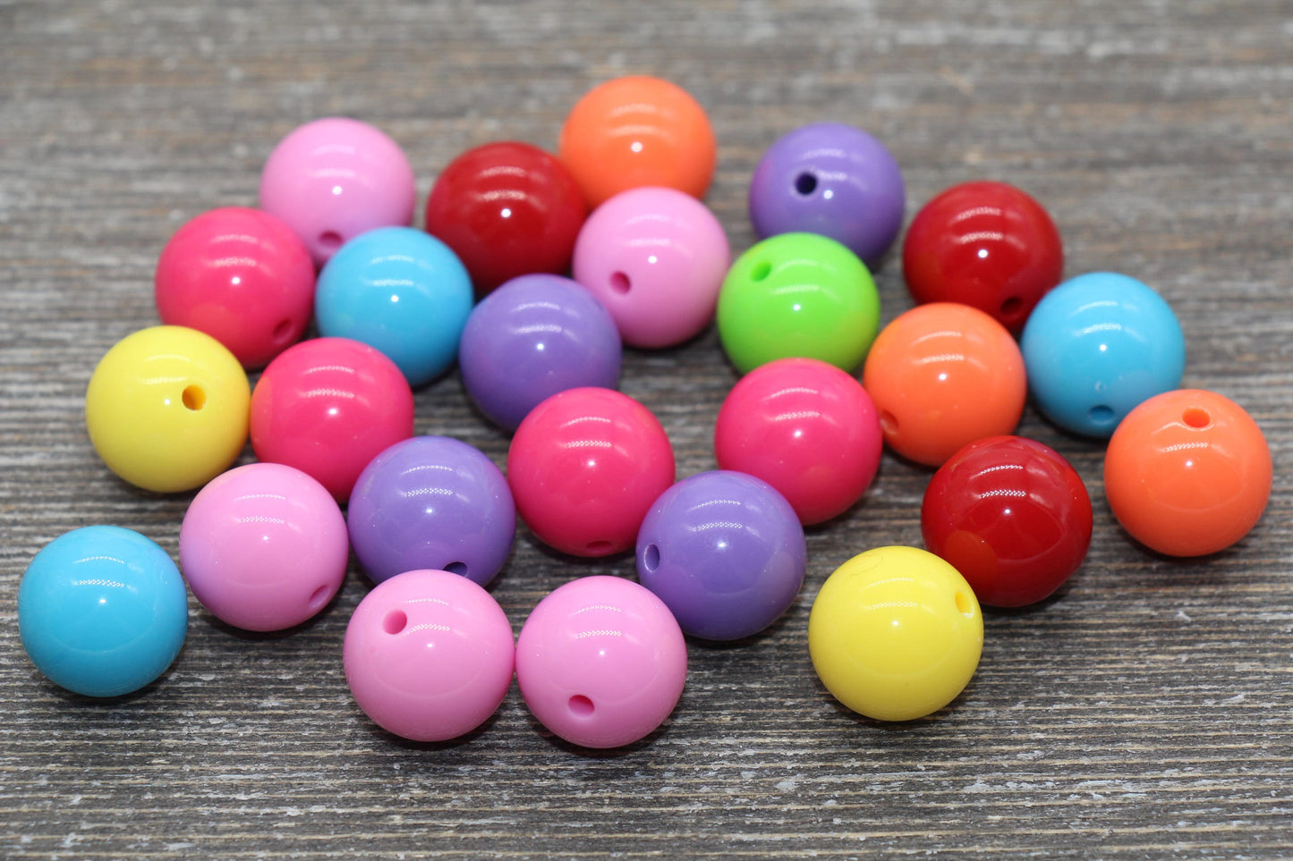 16mm Multicolor Gumball Beads, Round Acrylic Loose Beads, Solid Bubblegum Beads, Chunky Beads, Smooth Round Plastic Beads #1672