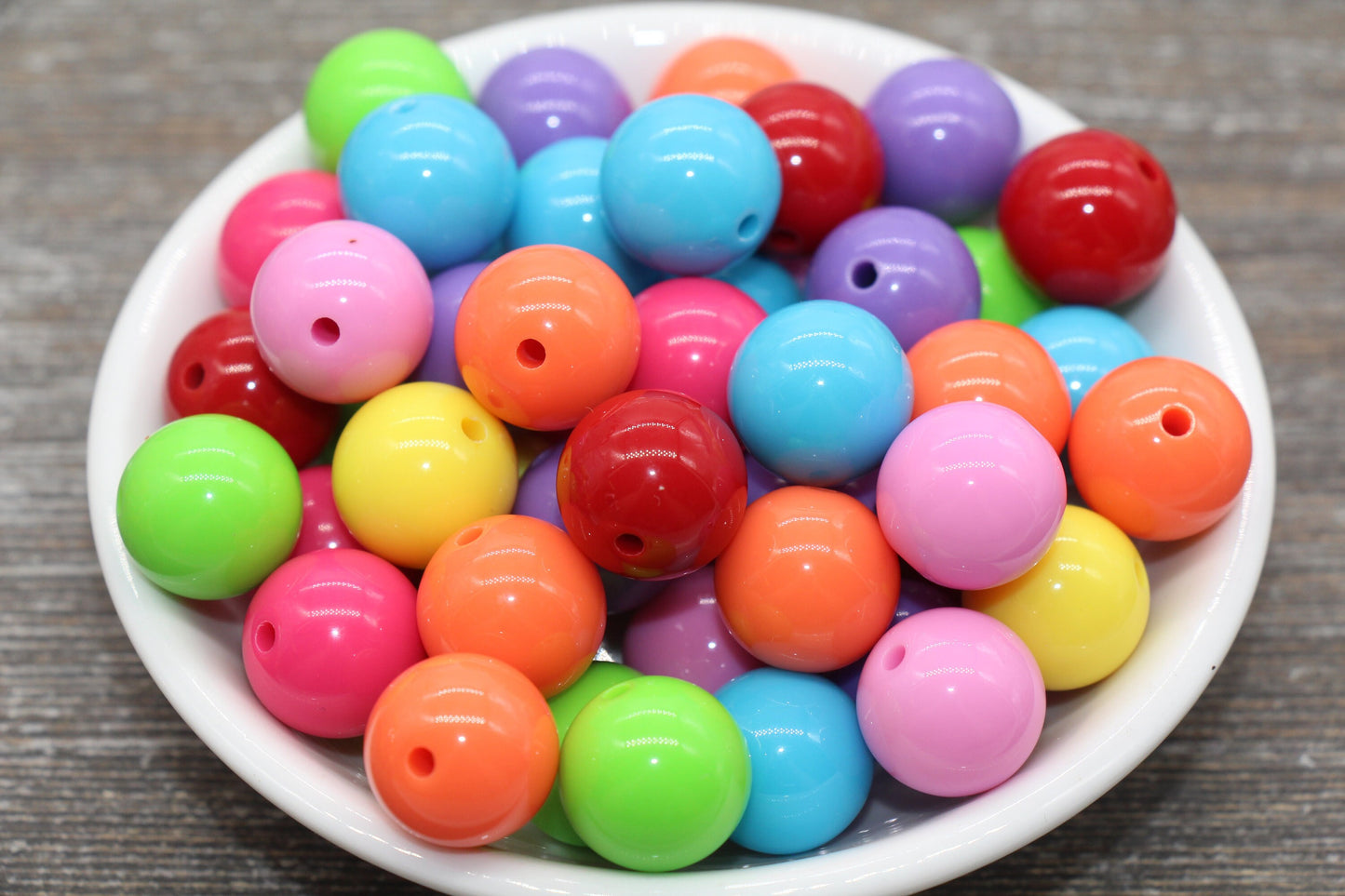 16mm Multicolor Gumball Beads, Round Acrylic Loose Beads, Solid Bubblegum Beads, Chunky Beads, Smooth Round Plastic Beads #1672