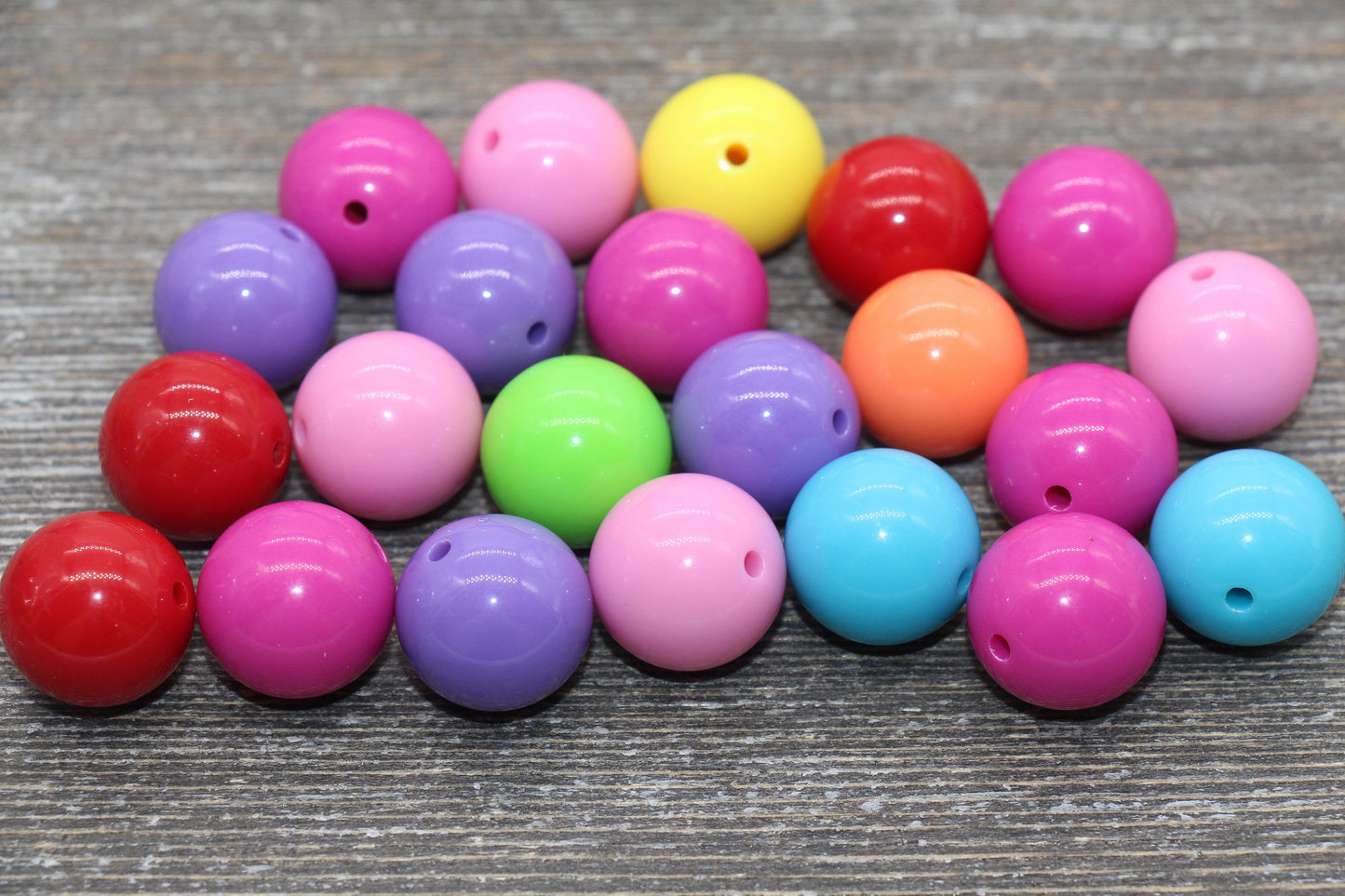 18mm Multicolor Gumball Beads, Round Acrylic Loose Beads, Solid Bubblegum Beads, Chunky Beads, Smooth Round Plastic Beads #1673