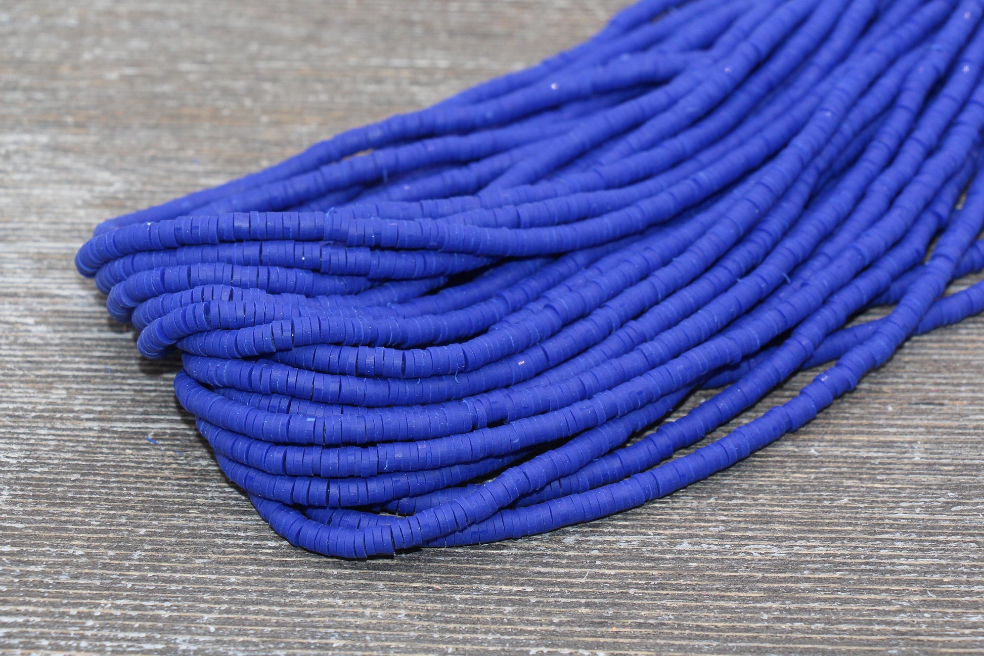 4mm Indigo Blue Heishi Beads, Polymer Clay Disc Beads, African Disc Beads, Vinyl Heishi, 16 inch Strand #239