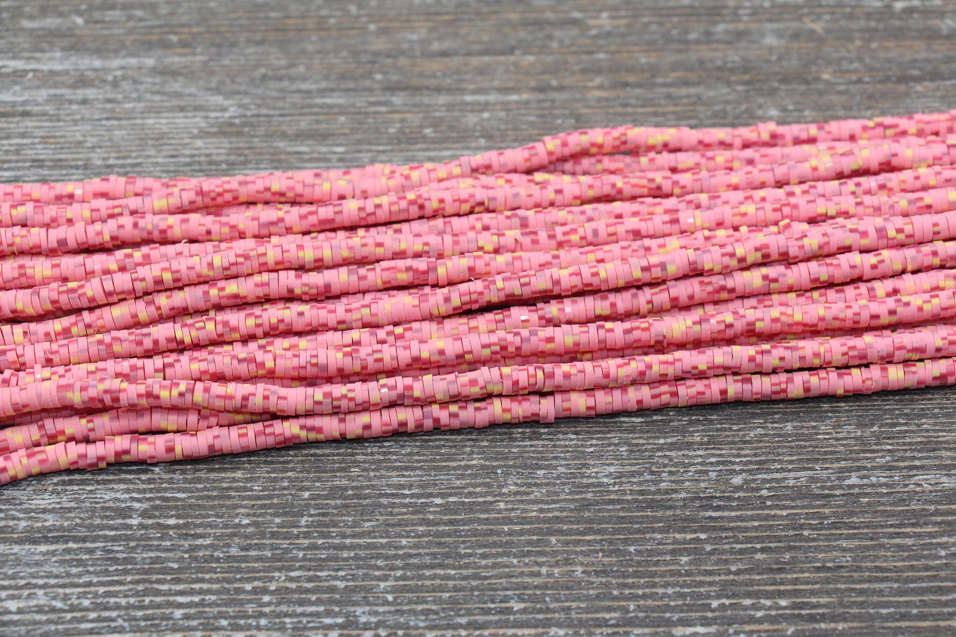 4mm Multicolored Speckled Heishi Beads, Mix Color Polymer Clay Disc Beads, African Disc Beads, Vinyl Heishi, 16 inch Strand #260