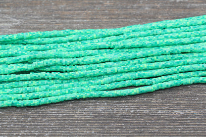 4mm Green Speckled Heishi Beads, Mix Color Polymer Clay Disc Beads, African Disc Beads, Vinyl Heishi, 16 inch Strand #262