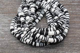 6mm Black and White Multicolored Heishi Beads, Polymer Clay Disc Beads, African Disc Beads, Wholesale Vinyl Heishi, 16 inch Strand #188