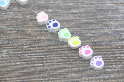 Paw Print Polymer Clay Beads, Dog Paw Beads, Paw Clay Beads, Dog Paw Print Clay Beads, Paw Animal Beads, Jewelry Beads #2