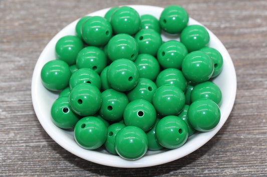 16mm Green Gumball Beads, Round Acrylic Loose Beads, Solid Bubblegum Beads, Chunky Beads, Smooth Round Plastic Beads #1676