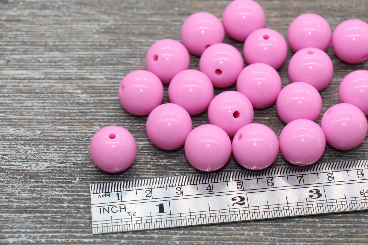 16mm Pink Gumball Beads, Round Acrylic Loose Beads, Solid Bubblegum Beads, Chunky Beads, Smooth Round Plastic Beads #1680