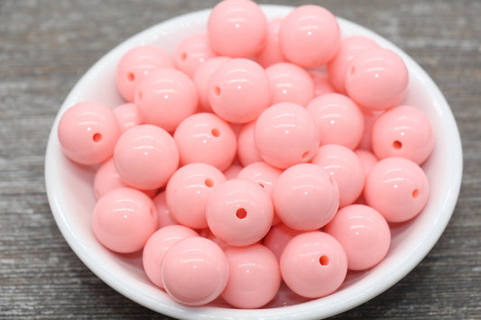 16mm Light Orange Gumball Beads, Round Acrylic Loose Beads, Solid Bubblegum Beads, Chunky Beads, Smooth Round Plastic Beads #1684