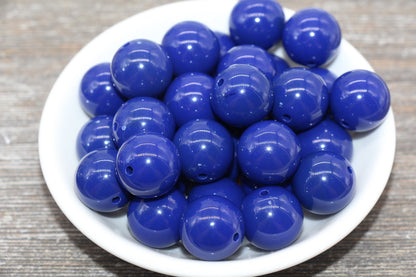 18mm Royal Blue Gumball Beads, Round Acrylic Loose Beads, Solid Bubblegum Beads, Chunky Beads, Smooth Round Plastic Beads #1689