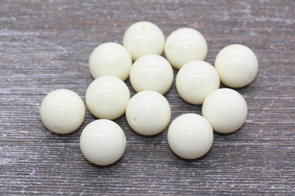 20mm Ivory Gumball Beads, Round Acrylic Loose Beads, Solid Bubblegum Beads, Chunky Beads, Smooth Round Plastic Beads #1694