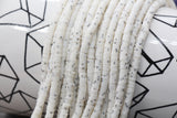 4mm white with black speckled heishi beads for bracelets and DIY jewelry