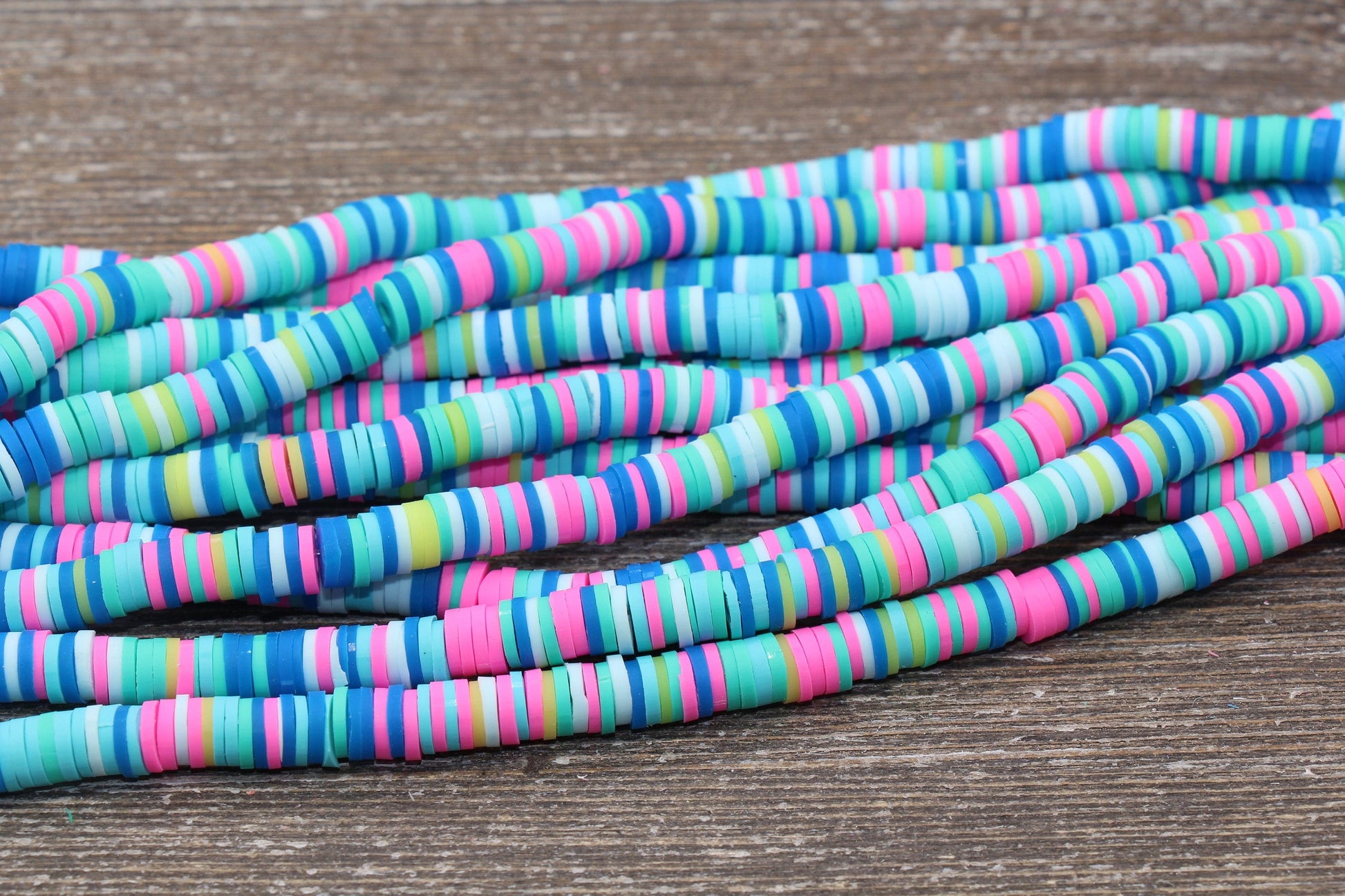 6mm Multicolored Polymer Clay Disc Beads, Mixed Color Heishi Beads, African Disc Beads, Vinyl Heishi, 16 inch Strand #244