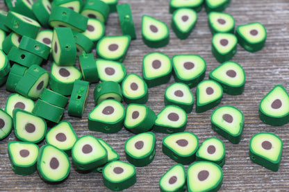 Avocado Polymer Clay Beads, Avocado Cane Beads, Faux Food Clay Beads, Jewelry Beads, Bracelet Beads, Loose Polymer Clay Beads #21