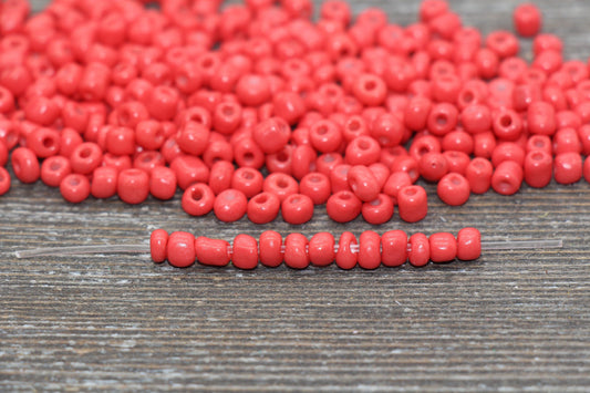 Glass Seed Beads, 4mm 6/0 Glass Round Seed Beads, Watermelon Opaque Seed Beads, Rocailles Beads, Beading Supplies #1163