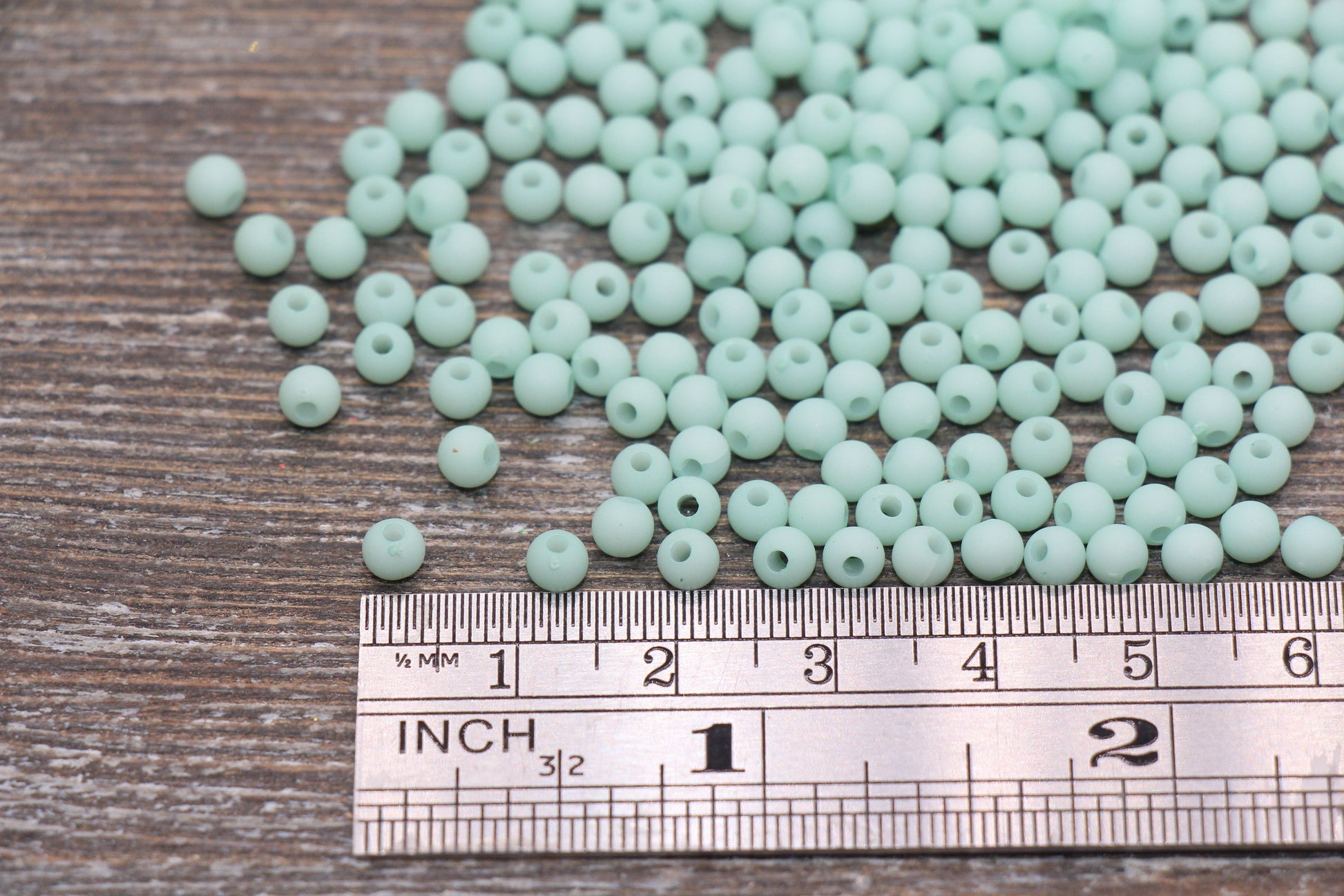 4mm Matte Mint Round Beads, Acrylic Gumball Beads, Frosted Mint Round Spacer Beads, Bubblegum Beads, Plastic Round Bead #713