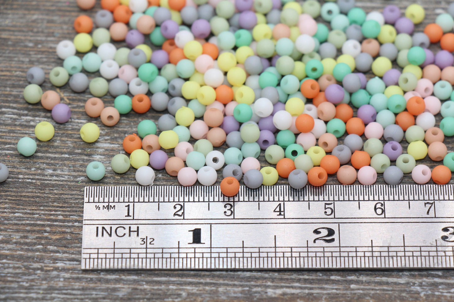 4mm Matte Multicolor Round Beads, Acrylic Gumball Beads, Frosted Multicolor Round Spacer Beads, Bubblegum Beads, Plastic Round Bead #714