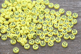 7mm yellow facial expression beads, acrylic emoji beads, main photo