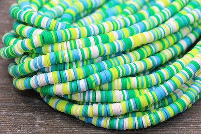 6mm Multicolored Polymer Clay Disc Beads, Mixed Color Heishi Beads, African Disc Beads, Vinyl Heishi, 16 inch Strand #434