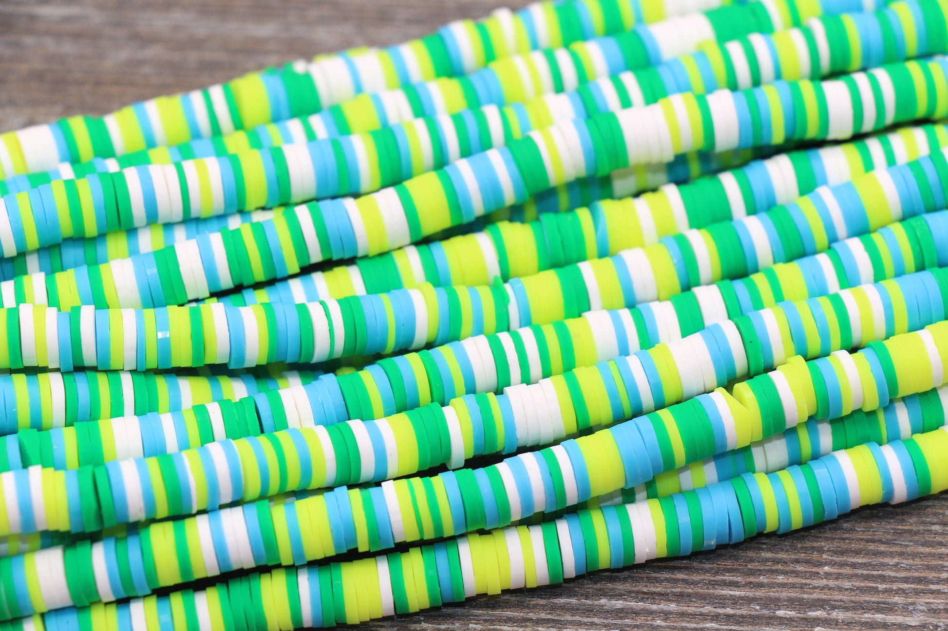 6mm Multicolored Polymer Clay Disc Beads, Mixed Color Heishi Beads, African Disc Beads, Vinyl Heishi, 16 inch Strand #434