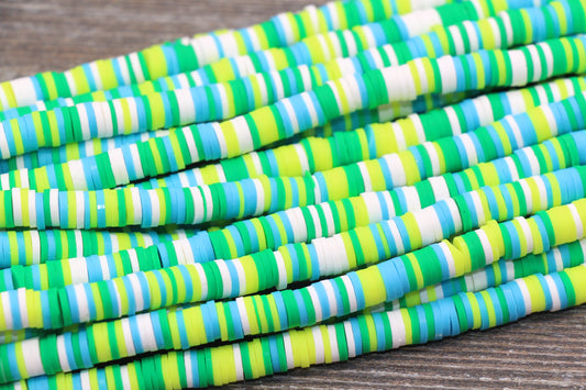 6mm Multicolored Polymer Clay Disc Beads, Mixed Color Heishi Beads, African Disc Beads, Vinyl Heishi, 16 inch Strand #434