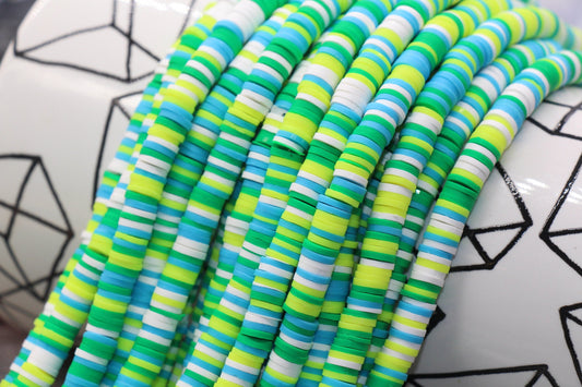 6mm Multicolored Polymer Clay Disc Beads, Mixed Color Heishi Beads, African Disc Beads, Vinyl Heishi, 16 inch Strand #434