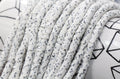 6mm white with black speckled heishi beads for bracelets and DIY jewelry