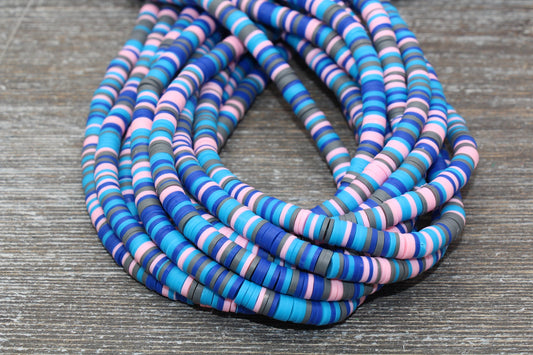 6mm Multicolored Heishi Beads, Mixed Color Polymer Clay Disc Beads, African Disc Beads, Wholesale Vinyl Heishi, 16 inch Strand #4