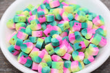9mm rainbow heart polymer clay beads, heart clay charms for bracelets