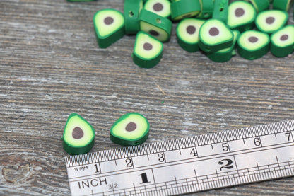 Avocado Polymer Clay Beads, Avocado Cane Beads, Faux Food Clay Beads, Jewelry Beads, Bracelet Beads, Loose Polymer Clay Beads #21