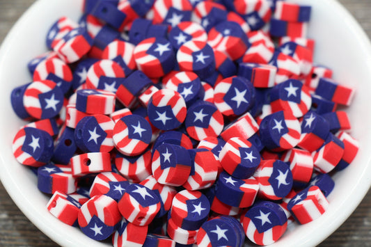 Puerto Rico Flag Polymer Clay Beads, Flag Cane Beads, Jewelry Beads, Bracelet Beads, Loose Polymer Clay Beads #92